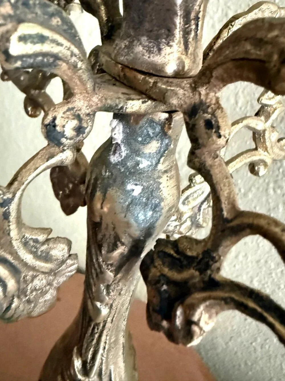 Vintage Solid Brass‎ Cast Rococo 5 Arms 12